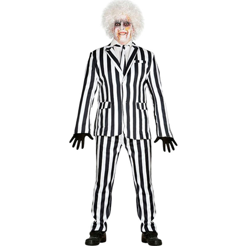 Disfraz de Beetlejuice a rayas para hombre