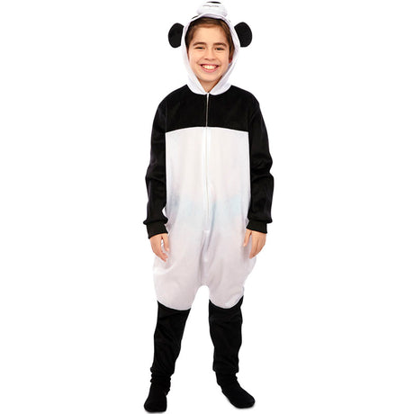 Disfraz de Oso Panda blanco y negro kigurumi infantil Niño