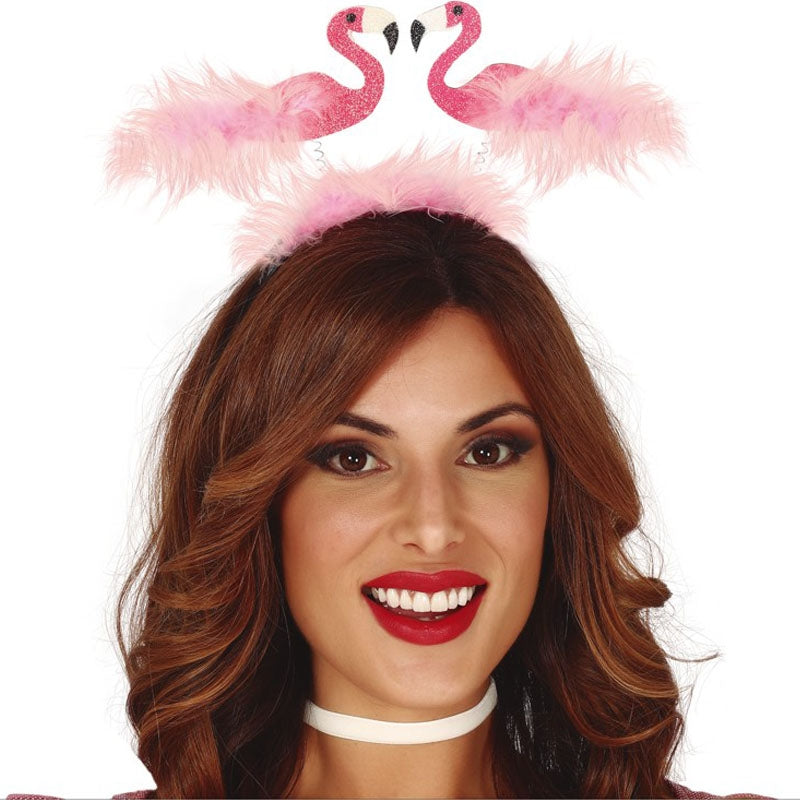 Diadema de Flamencos rosas con plumas