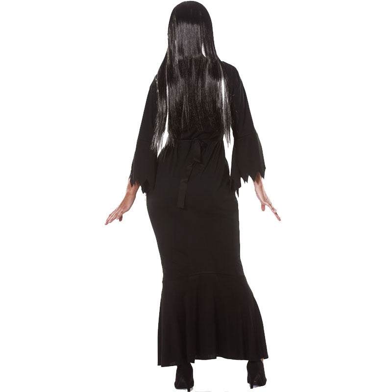 Disfraz de Morticia Addams para mujer espalda