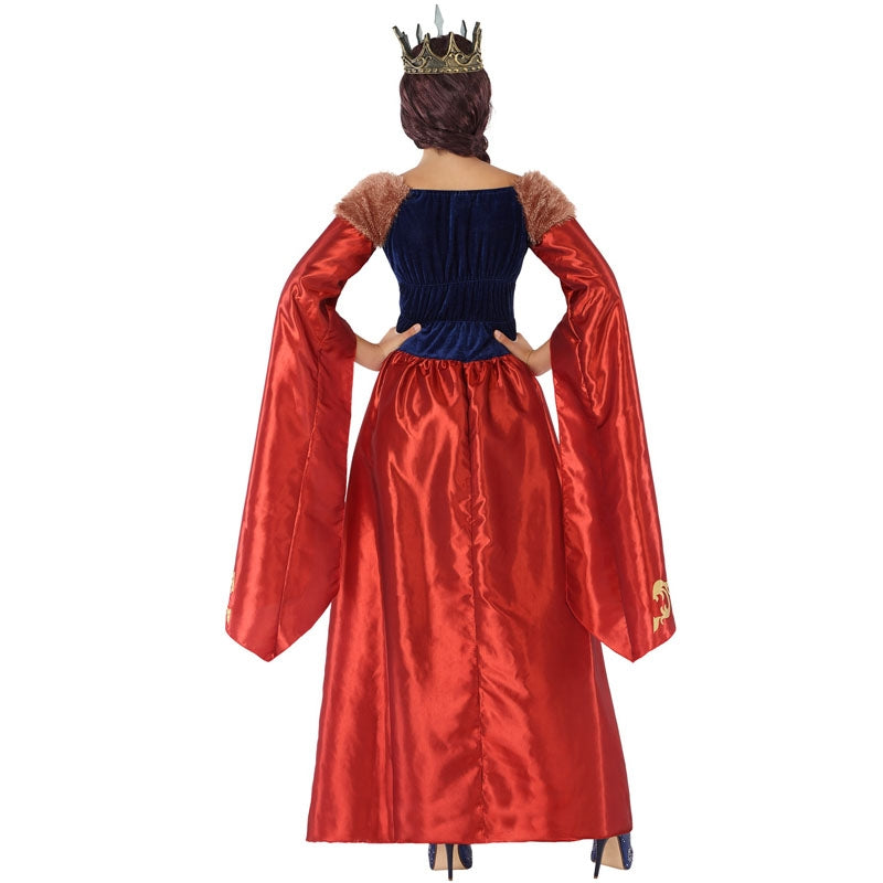 Disfraz de Reina Medieval Roja para mujer espalda