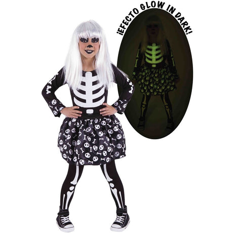 Disfraz de Skelita Glow in Dark para niña