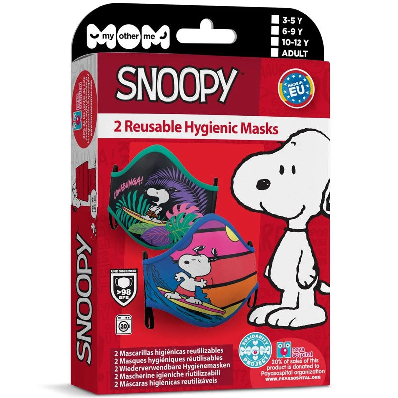 Mascarilla de Snoopy para adulto packaging