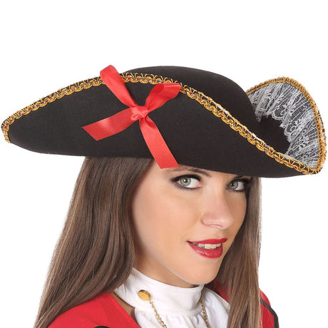 Sombrero pirata negro con lazo