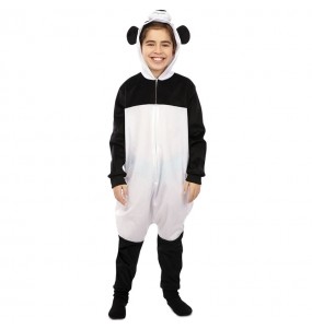 Fantasia para menino e menina de Panda preto e branco kigurumi