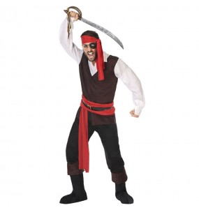 Pirata masculino com um disfarce assustador sobre fundo preto para o  halloween.