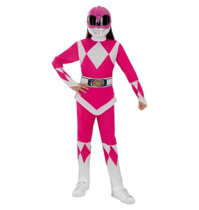 Disfarce de Power Ranger cor-de-rosa para menina