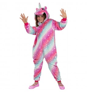 Disfarce de Unicórnio multicolorido onesie para menina