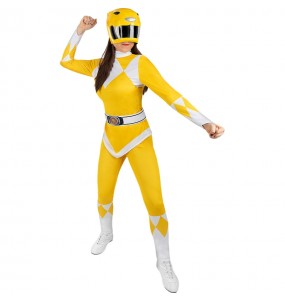 Disfarce de Power Ranger amarelo para mulher