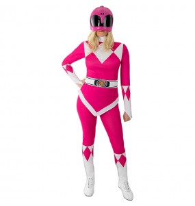 Disfarce de Power Ranger cor-de-rosa para mulher