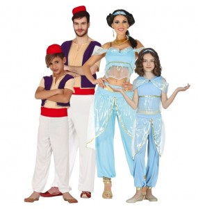 Disfarces de Aladdin e Jasmine para grupos e famílias