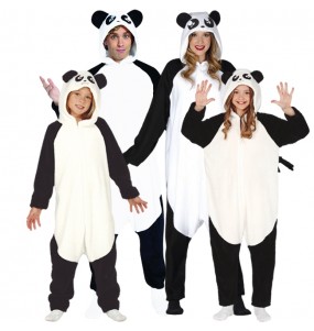Disfarces de Ursos Panda Kigurumi para grupos e famílias