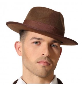 Chapéu de gangster castanho dos anos 50 para completar o seu disfarce