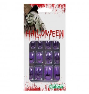 Unhas de Halloween em roxo para completar o seu disfarce assutador